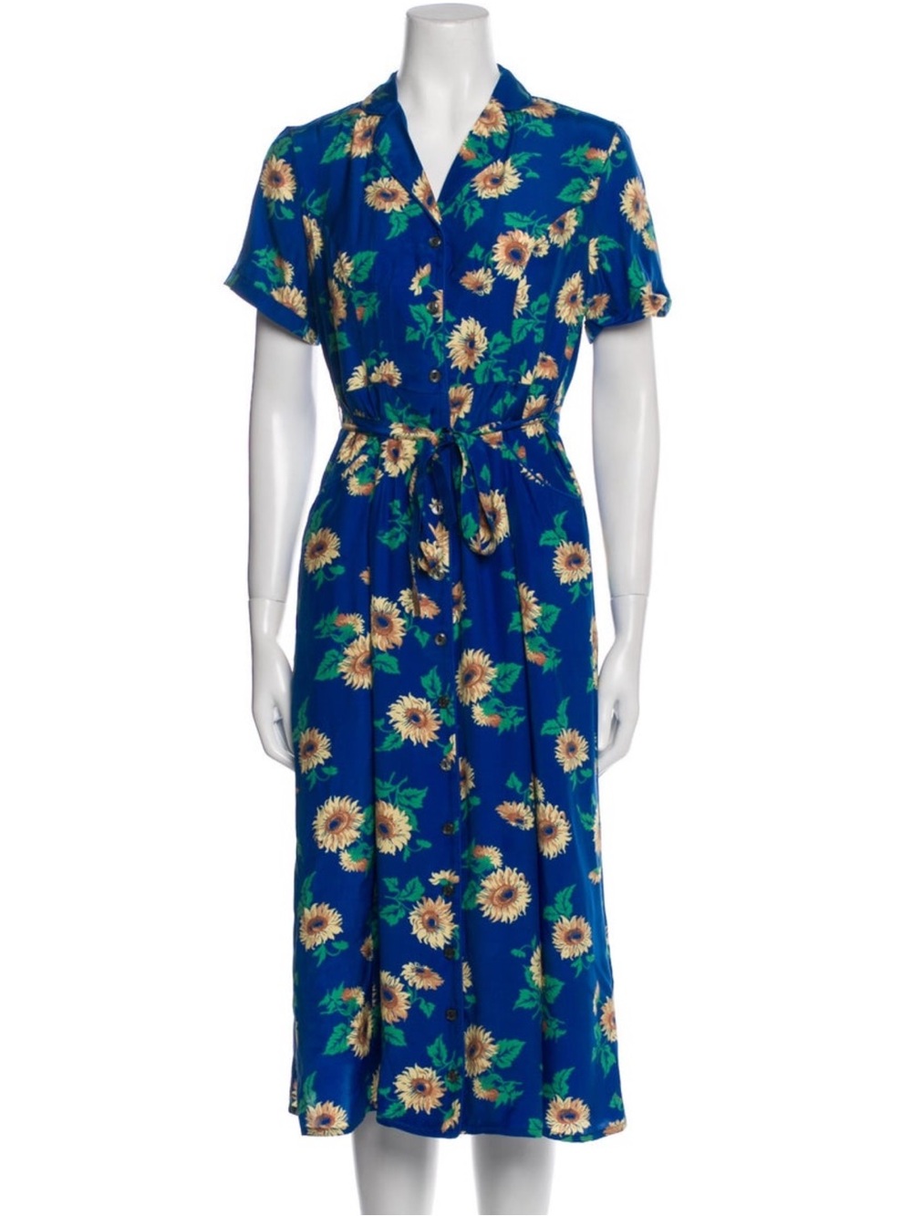 HVN Maria Dress in Blue Sunflower - Picture 4 of 8